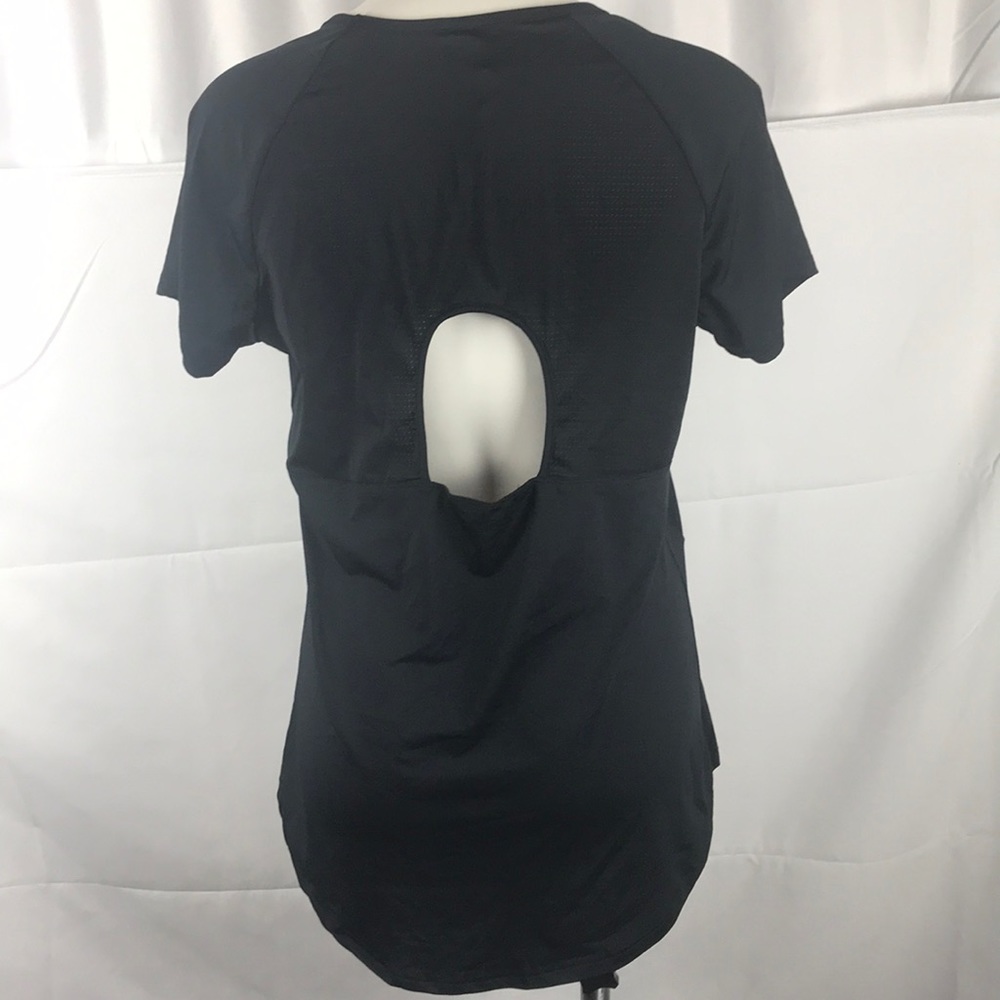 Bally black short sleeve fitness top women’s Size Large fitness workout athletic - Picture 4 of 6